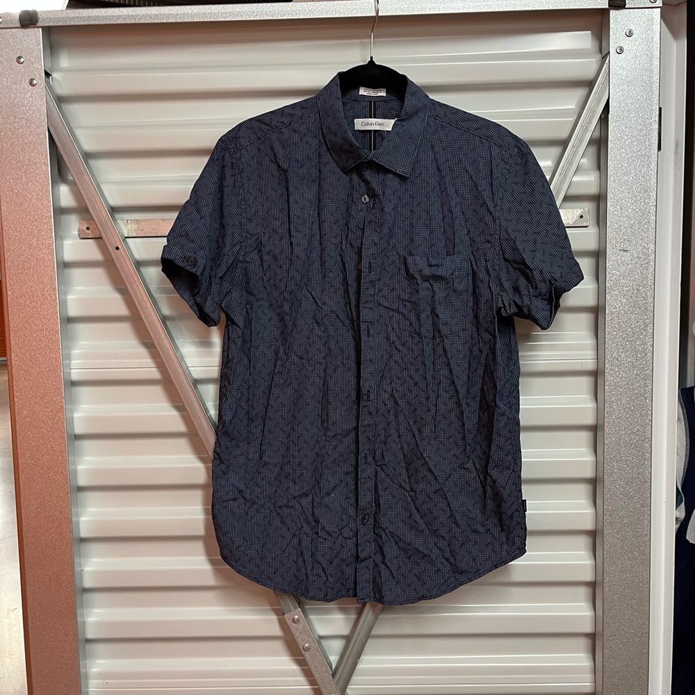 Calvin Klein Dark Blue Patterned Casual Shirt